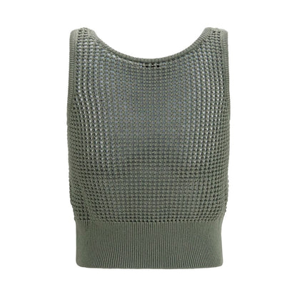 Tank Top by Brunello Cucinelli for women in polyester cotton & sequins bicolour & natural presents a uncompromising silhouette, artfully detailed with a uncompromising round neckline and for a sophisticated, uncompromising finish.