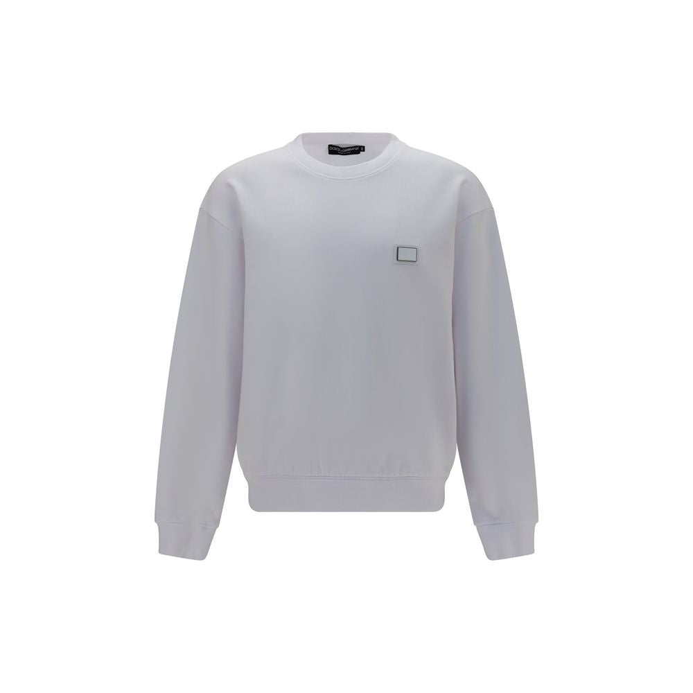 Activewear Sweatshirt by Dolce & Gabbana for men in cotton white presents a ergonomic silhouette, showcasing a sophisticated crew neckline and long-sleeve detailed with premium for a ergonomic finish.