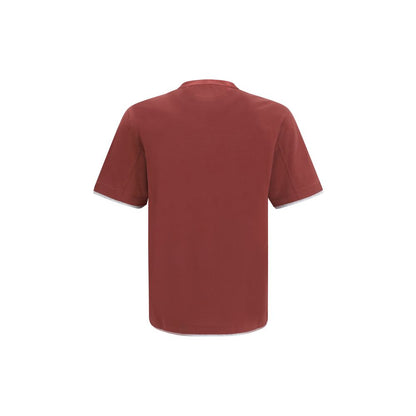 T-Shirt by Brunello Cucinelli for men in cotton bordeaux & patterned showcases a chic silhouette, artfully detailed with a chic and for a chic finish.
