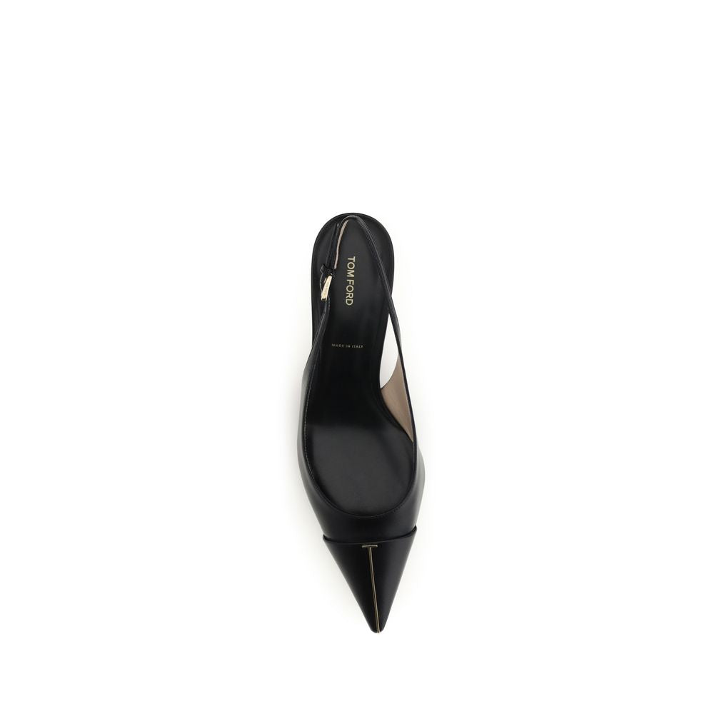 Mid-Heel Kitten Slingback Pumps Heels by Tom Ford for women in bos taurus calf leather black & gold features a effortlessly chic Women's Bos Taurus Calf Leather Mid-Heel Kitten Slingback Pumps Heels design with a sophisticated mid-heel kitten-heel and elegant .