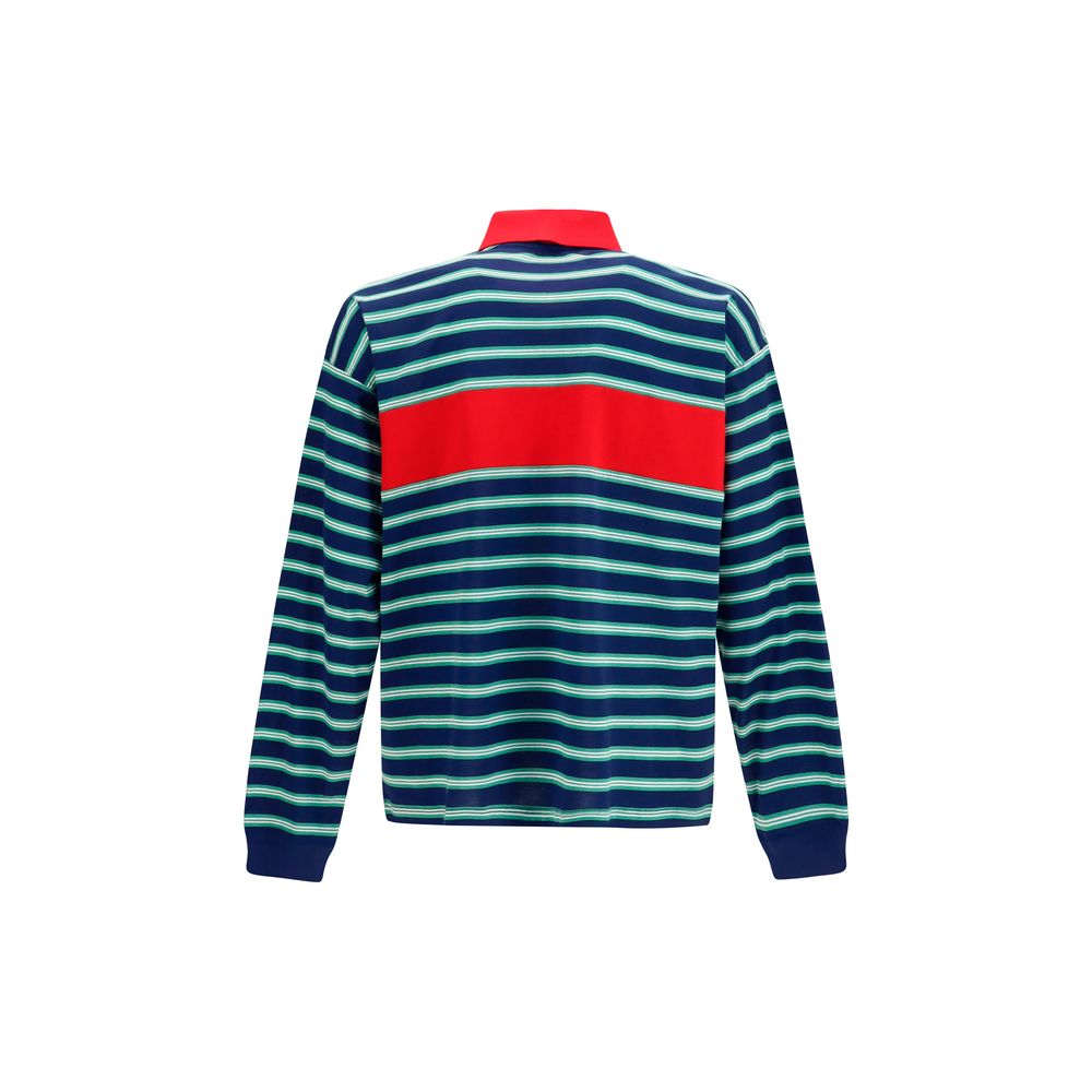 Polo Shirt by Versace for men in cotton multicolor & striped showcases a sharp silhouette, detailed with a refined shirt-collar neckline and sharp for a sophisticated finish.