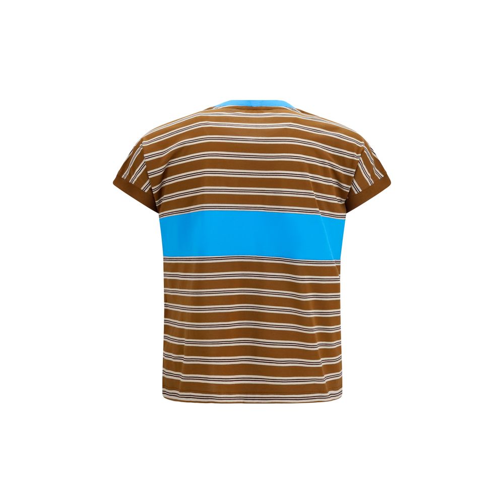 T-Shirt by Versace for men in cotton brown & striped showcases a chic silhouette, artfully detailed with a chic crew neckline and for a chic finish.