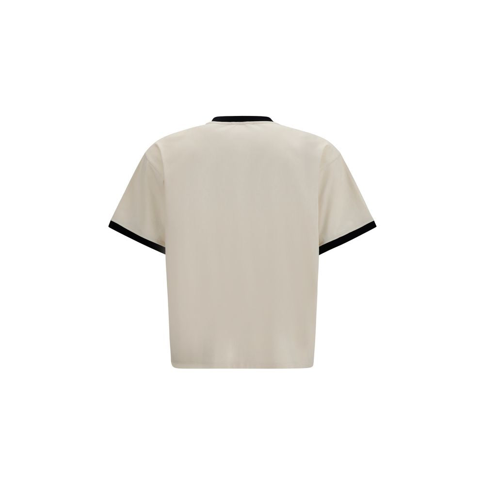 T-Shirt by Versace for men in cotton beige showcases a chic silhouette, artfully detailed with a chic crew neckline and for a chic finish.