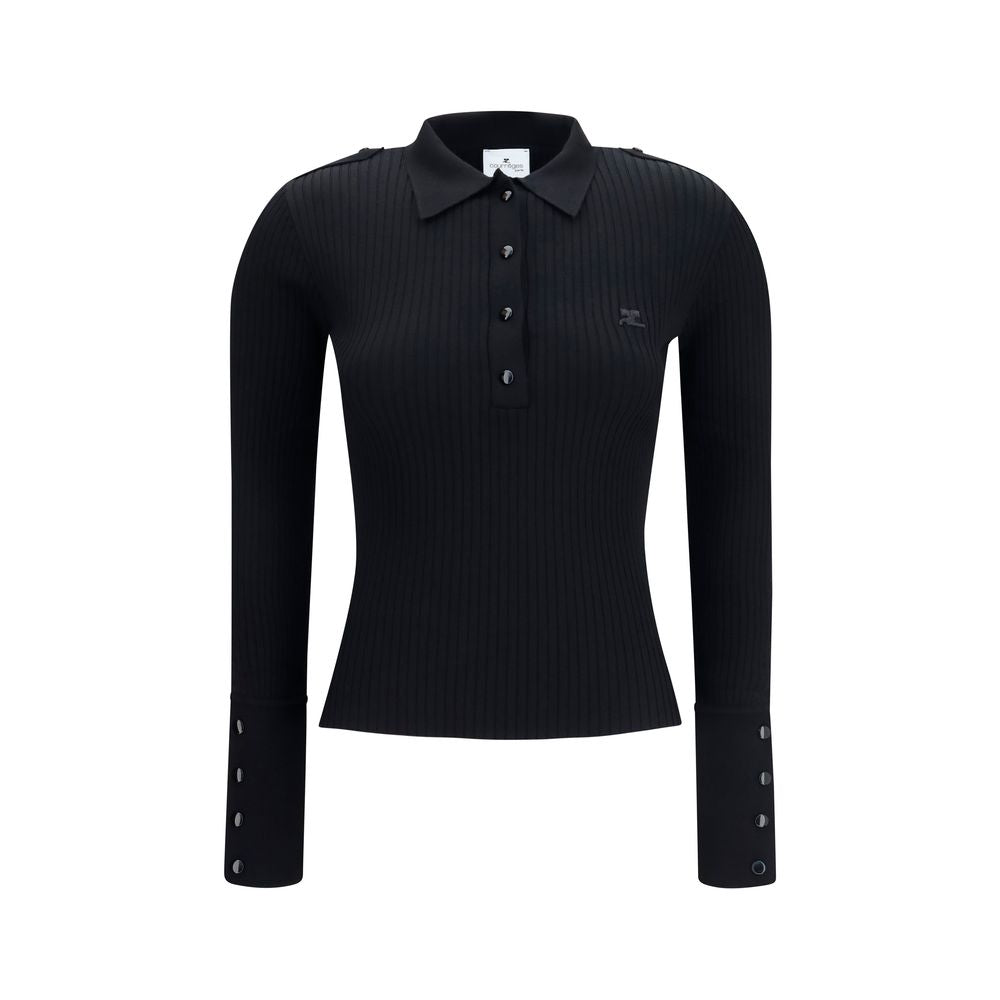 Dress Shirt by Courrèges for women in viscose polyester & acetate black showcases a sleek silhouette, elegantly detailed with a sleek and long-sleeve for a sleek finish.