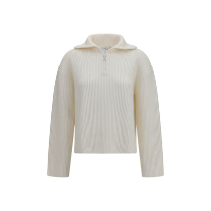 Sweatshirt by Courrèges for women in merino wool white showcases a slouchy chic silhouette, artfully detailed with a slouchy chic high-neck neckline and for a slouchy chic finish.
