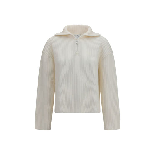 Sweatshirt by Courrèges for women in merino wool white showcases a slouchy chic silhouette, artfully detailed with a slouchy chic high-neck neckline and for a slouchy chic finish.