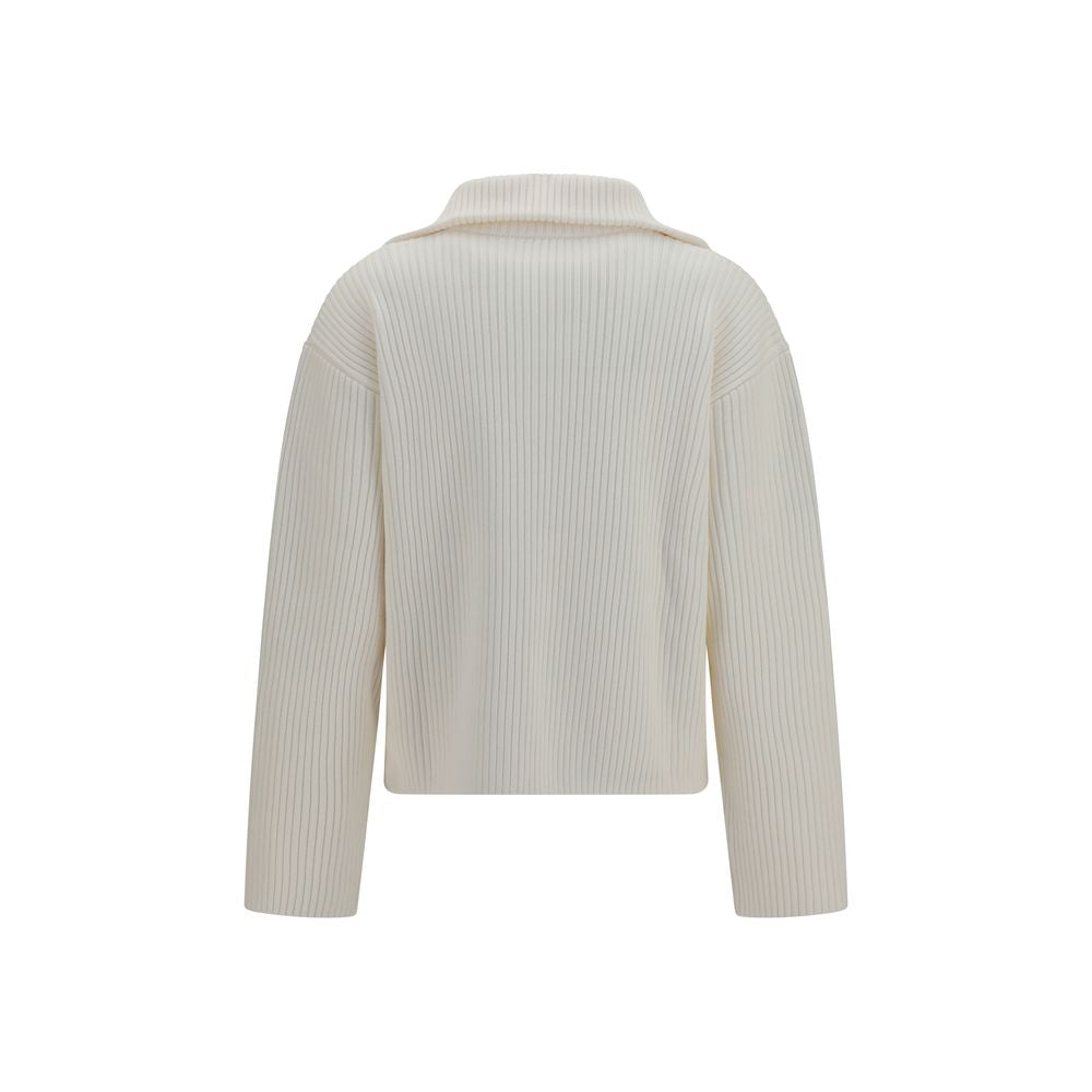 Sweatshirt by Courrèges for women in merino wool white presents a smart casual silhouette, featuring a smart casual high-neck neckline and for a sophisticated look.