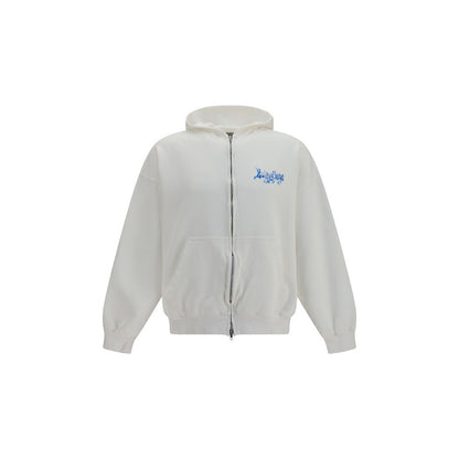 Sweatshirt Hoodie by Balenciaga for men in cotton white & print showcases a city-ready silhouette, artfully detailed with a signature hooded neckline and for a city-ready finish.