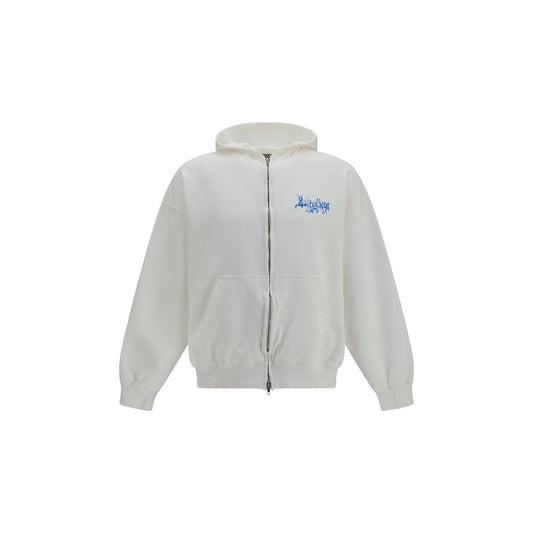 Sweatshirt Hoodie by Balenciaga for men in cotton white & print showcases a city-ready silhouette, artfully detailed with a signature hooded neckline and for a city-ready finish.