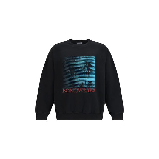 Activewear Sweatshirt by Balenciaga for men in cotton black, signature & print presents a dynamic silhouette, featuring a dynamic crew neckline and long-sleeve detailed with functional .