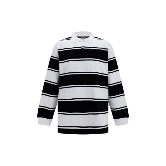 This Polo Shirt by Balenciaga for men in cotton pearl, white & striped presents a flawless silhouette, showcasing flawless long-sleeve detailing and a refined shirt-collar neckline for a truly flawless aesthetic.
