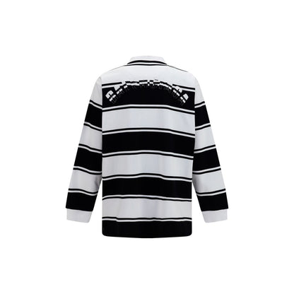 Polo Shirt by Balenciaga for men in cotton pearl, white & striped presents a sleek silhouette, featuring a refined shirt-collar neckline and for a sleek finish.