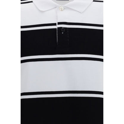 Polo Shirt by Balenciaga for men in cotton pearl, white & striped showcases a sharp silhouette, detailed with a refined and sharp for a sophisticated finish.