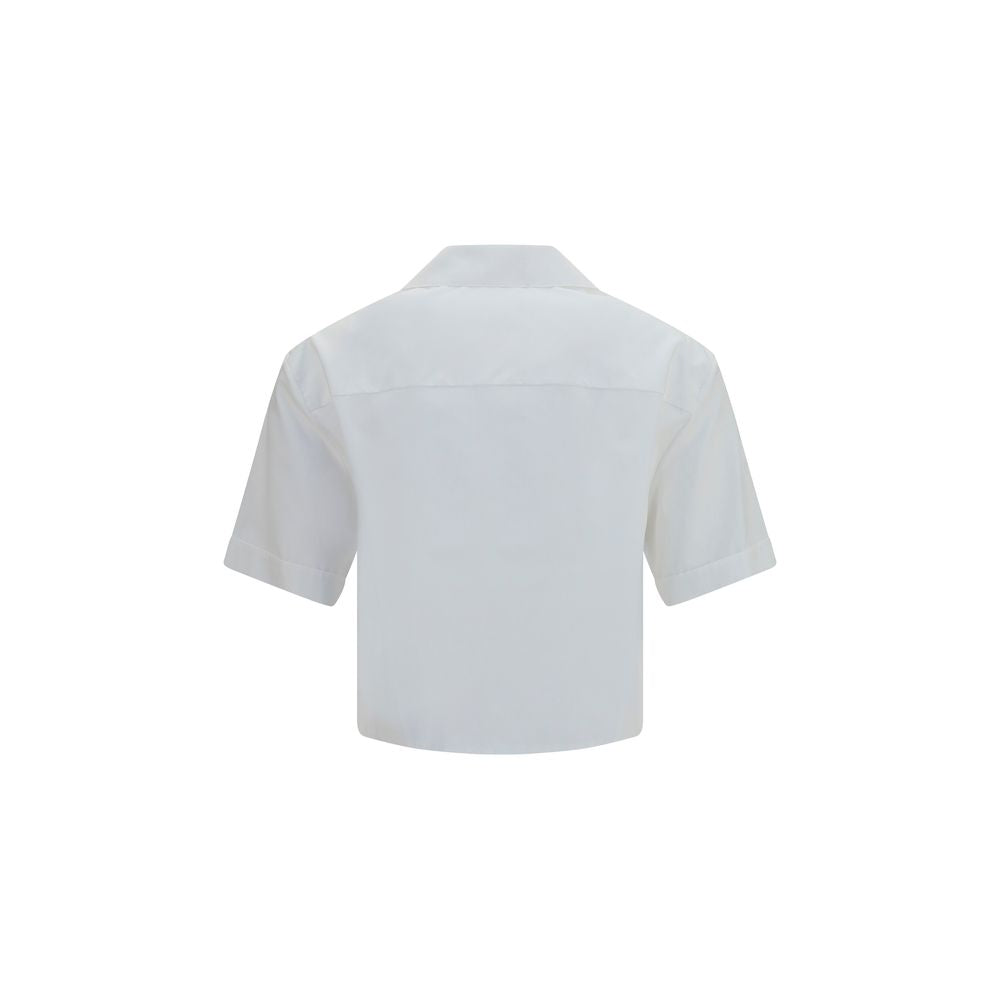 Dress Shirt by Versace for women in cotton white features an polished silhouette, showcasing a sophisticated lapel neckline and detail for a truly polished finish.