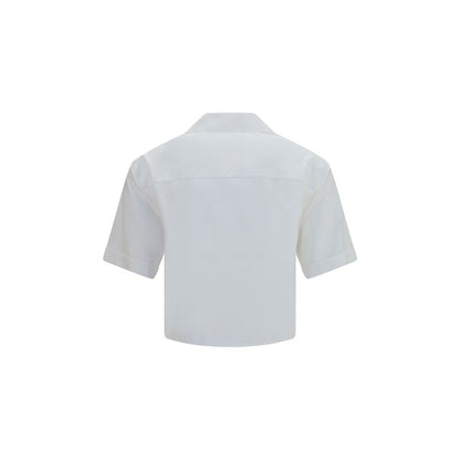 Dress Shirt by Versace for women in cotton white features an polished silhouette, showcasing a sophisticated lapel neckline and detail for a truly polished finish.