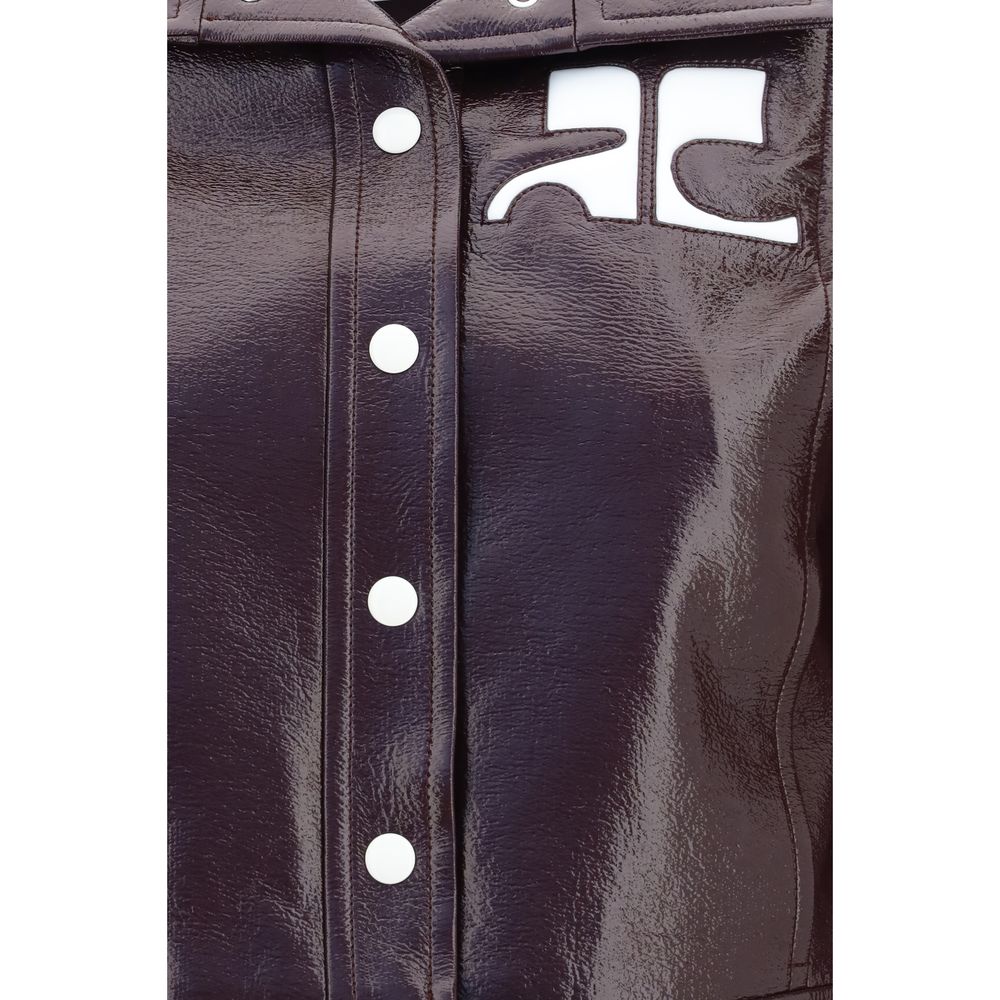 Jacket by Courrèges for women in tu vinyl polyurethane & cotton bordeaux & white presents a authentic silhouette, artfully detailed with a authentic and functional pockets for a premium authentic finish.