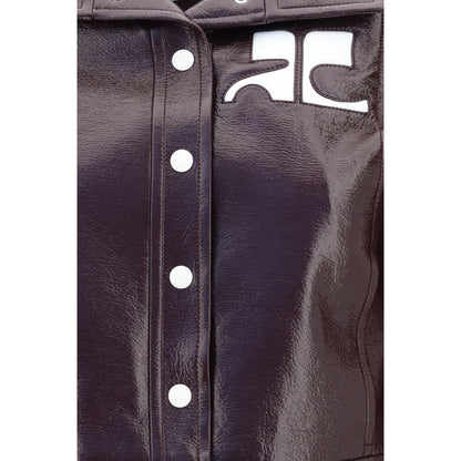 Jacket by Courrèges for women in tu vinyl polyurethane & cotton bordeaux & white presents a authentic silhouette, artfully detailed with a authentic and functional pockets for a premium authentic finish.