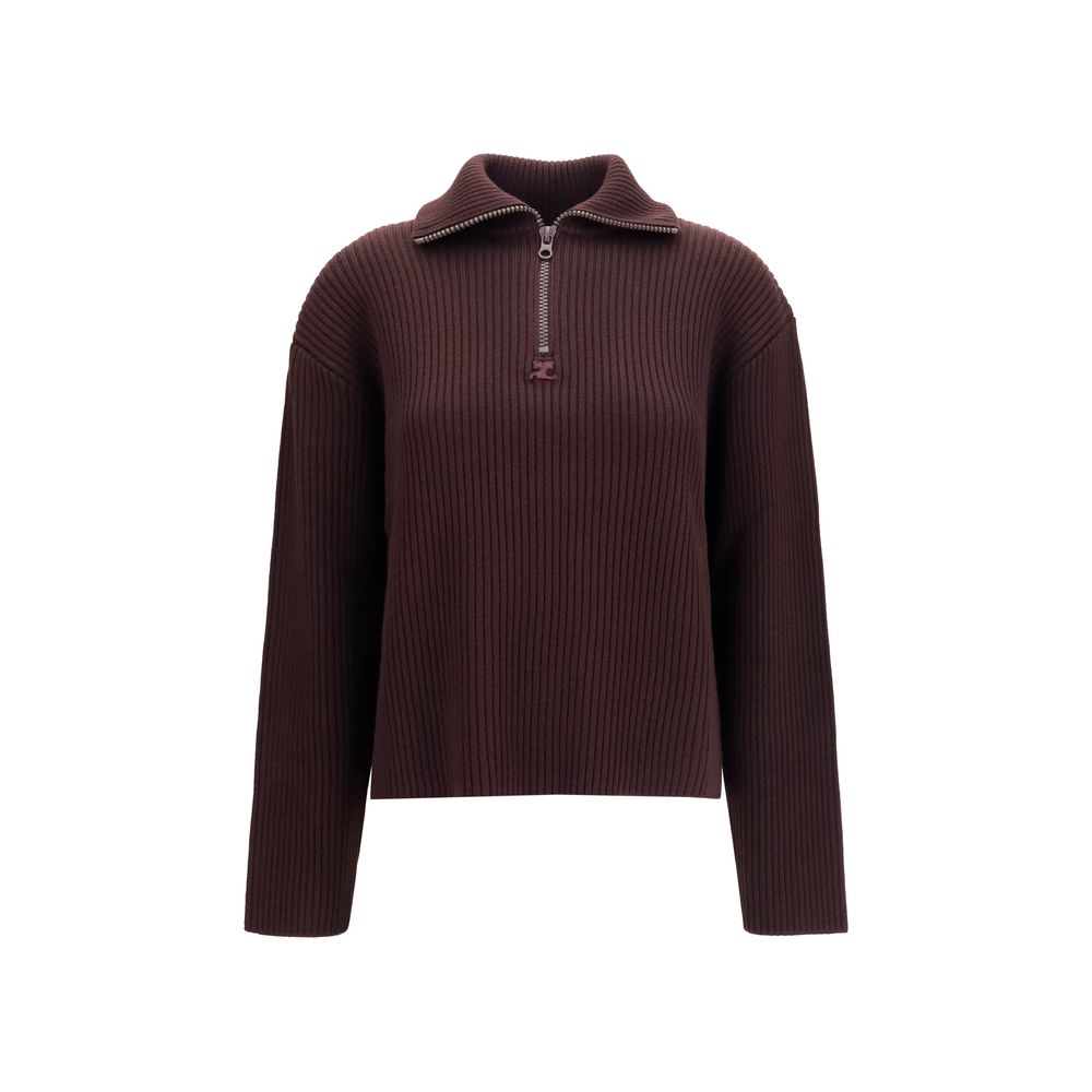 Sweatshirt by Courrèges for women in merino wool brown features a unrivaled silhouette with a refined high-neck neckline and unrivaled detailing for a sophisticated look.