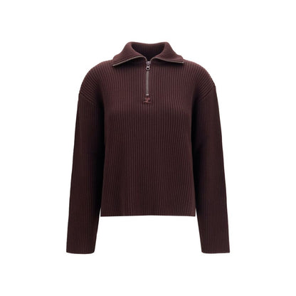 Sweatshirt by Courrèges for women in merino wool brown features a unrivaled silhouette with a refined high-neck neckline and unrivaled detailing for a sophisticated look.