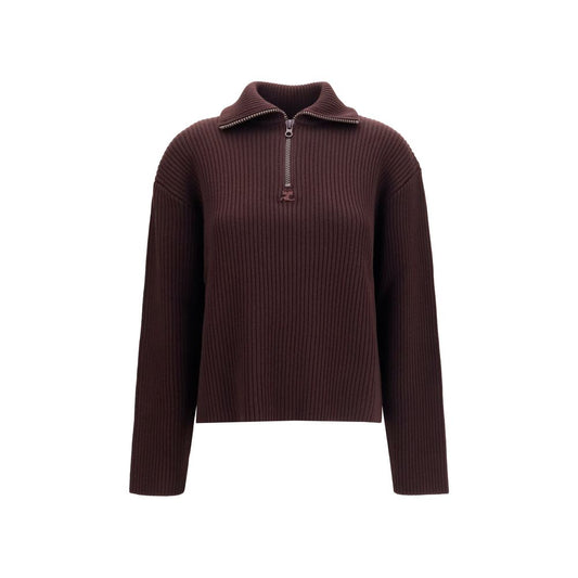 Sweatshirt by Courrèges for women in merino wool brown features a unrivaled silhouette with a refined high-neck neckline and unrivaled detailing for a sophisticated look.