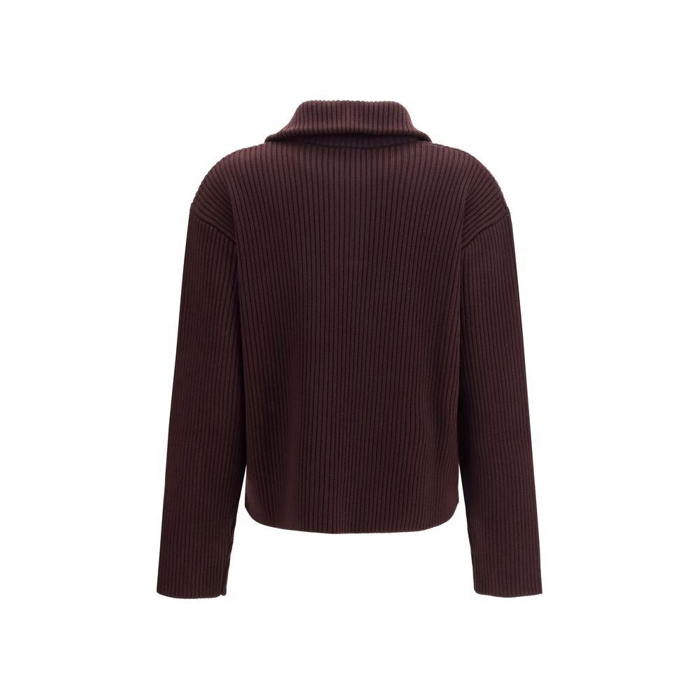 Sweatshirt by Courrèges for women in merino wool brown features an provocated silhouette, detailed with a provocated and a refined high-neck neckline for a sophisticated aesthetic.