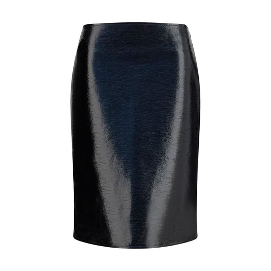 Skirt by Courrèges for women in tu vinyl polyurethane & cotton bordeaux features an tailored silhouette, artfully capturing the essence of Women's TU Vinyl Polyurethane & Cotton Midi Knee Skirt in a sophisticated midi knee.