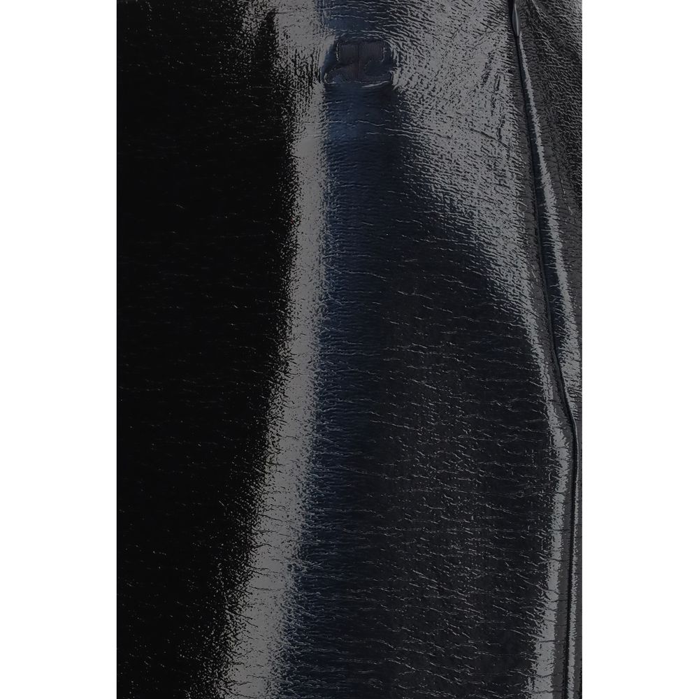 Skirt by Courrèges for women in tu vinyl polyurethane & cotton bordeaux features an relaxed-yet-refined silhouette that elegantly showcases the Women's TU Vinyl Polyurethane & Cotton Midi Knee Skirt design and sophisticated midi knee.