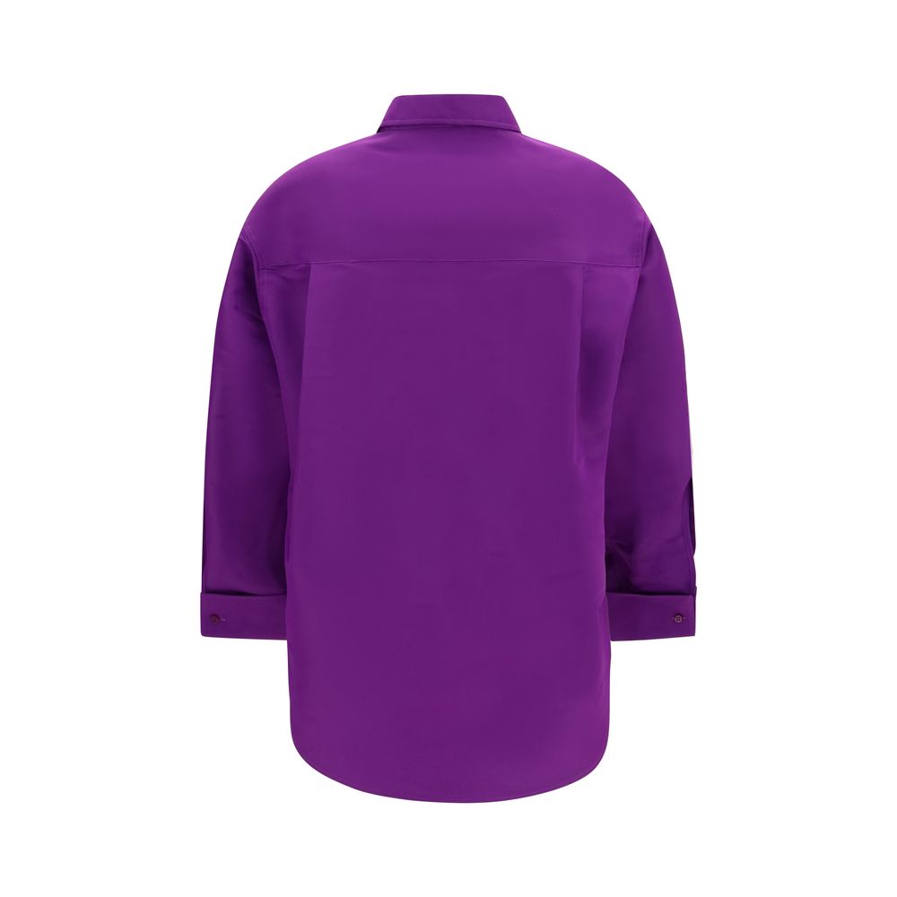 Dress Shirt by Balenciaga for women in cotton purple & signature showcases a sublime silhouette, artfully detailed with a sublime asymmetric boat neckline and for a sophisticated, sublime finish.