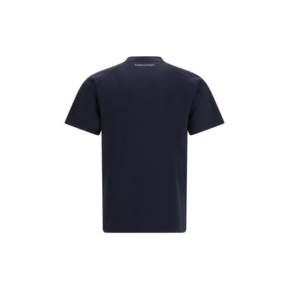 Activewear T-Shirt by Balenciaga for men in stretch polyamide blue presents a kinetic silhouette, showcasing the kinetic and crew neckline alongside functional for a premium, athletic look.
