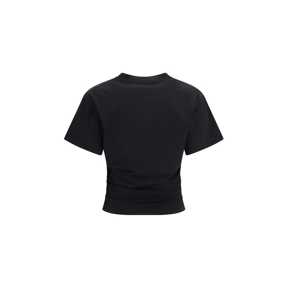 T-Shirt by Balenciaga for women in cotton black, signature & print showcases a unassuming silhouette, artfully detailed with a refined crew neckline and unassuming for a sophisticated, contemporary look.