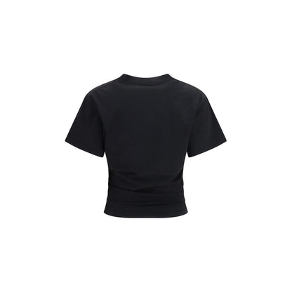 T-Shirt by Balenciaga for women in cotton black, signature & print showcases a unassuming silhouette, artfully detailed with a refined crew neckline and unassuming for a sophisticated, contemporary look.
