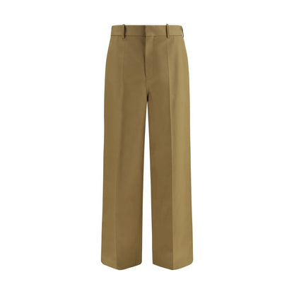 Chinos Pants by Balenciaga for men in cotton twill & leather beige & gray, featuring a architectural regular-fit & wide with a architectural long and for a refined silhouette.
