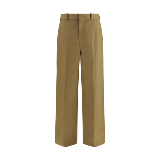Chinos Pants by Balenciaga for men in cotton twill & leather beige & gray, featuring a architectural regular-fit & wide with a architectural long and for a refined silhouette.