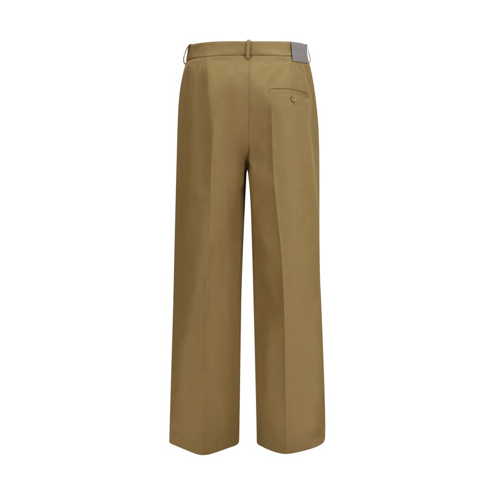Chinos Pants by Balenciaga for men in cotton twill & leather beige & gray features an sharp regular-fit & wide and long with a , highlighting a sharp silhouette for a sophisticated look.