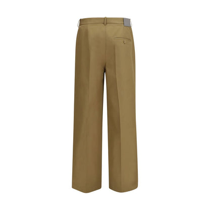 Chinos Pants by Balenciaga for men in cotton twill & leather beige & gray features an sharp regular-fit & wide and long with a , highlighting a sharp silhouette for a sophisticated look.