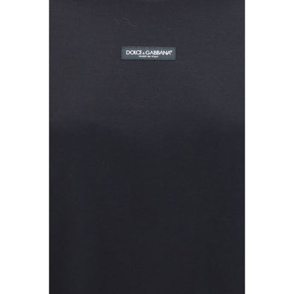 T-Shirt by Dolce & Gabbana for women in cotton black showcases a dramatic silhouette, elegantly detailed with a dramatic and for a truly dramatic finish.