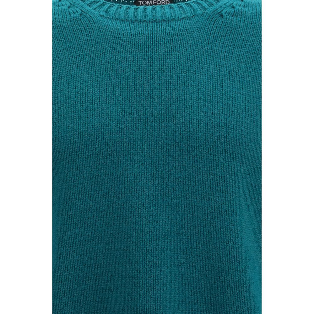 Sweatshirt by Tom Ford for men in cashmere merino wool & capra leather bicolour showcases a slouchy chic silhouette, artfully detailed with a slouchy chic and for a slouchy chic finish.