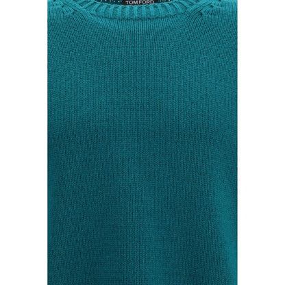 Sweatshirt by Tom Ford for men in cashmere merino wool & capra leather bicolour showcases a slouchy chic silhouette, artfully detailed with a slouchy chic and for a slouchy chic finish.