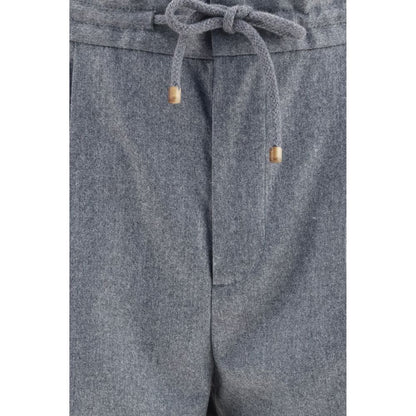 Casual Pants by Brunello Cucinelli for men in virgin wool gray & patterned features a refined silhouette with a refined regular-fit, defined by a and a refined long for a refined finish.