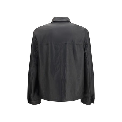 Jacket by Prada for men in nappa leather black & signature showcases a contemporary silhouette, detailed with a contemporary and premium pockets for a sophisticated finish.