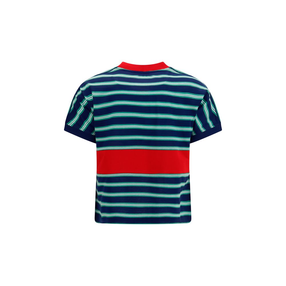 T-Shirt by Versace for women in cotton multicolor & striped features an on trend silhouette, perfectly showcasing a on trend and crew neckline for an elevated aesthetic.