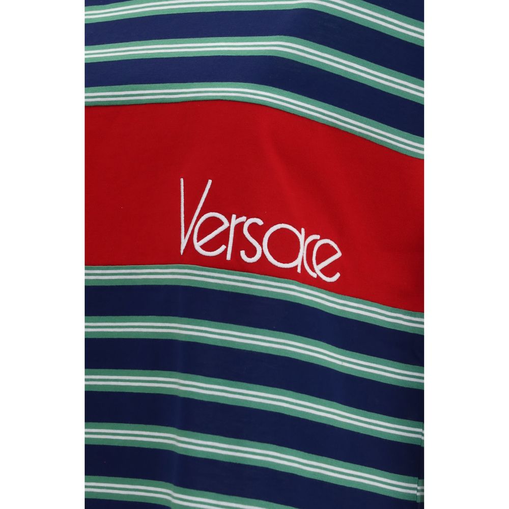 T-Shirt by Versace for women in cotton multicolor & striped showcases a chic silhouette, artfully detailed with a chic and for a chic finish.