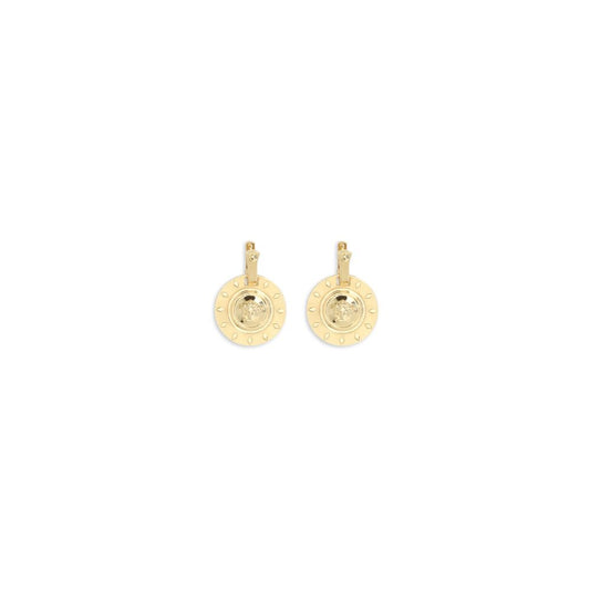 Earrings by Versace for women in cotton gold showcases a captivating silhouette, featuring an captivating from the Medusa Women's Gold Brass & Nickel Earrings collection for a captivating finish.
