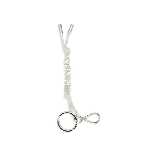 This Keychain by Prada for men in polyester polyurethane & rubber and white showcases a couture-inspired aesthetic, meticulously highlighting the and with a finish.