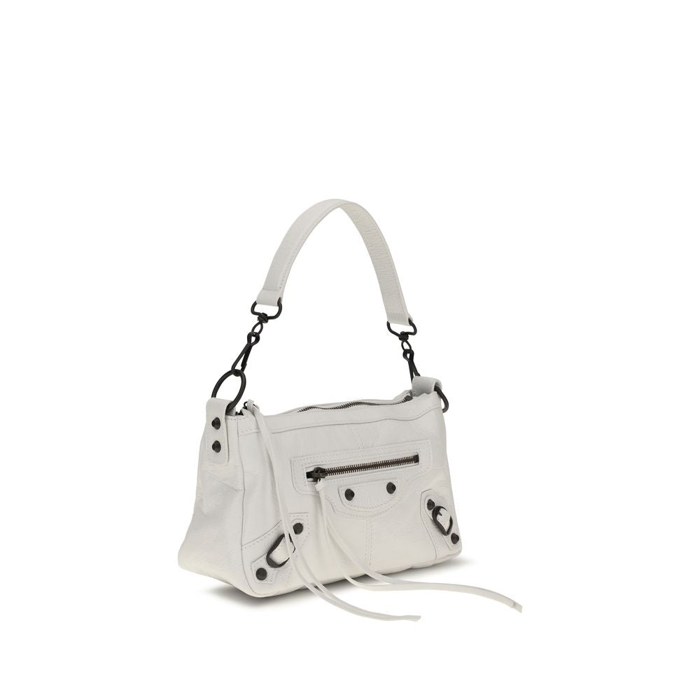 Mini Crossbody Handbag by Balenciaga for women in zamak cotton canvas calf & lambskin leather black & white features a contemporary silhouette, showcasing a secure zipper, ample , and contemporary crossbody-strap, shoulder-strap, handle & adjustable-strap for a sophisticated look.