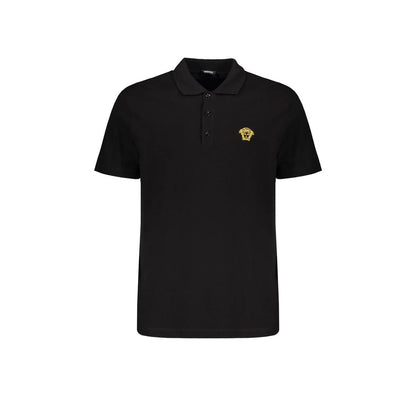 Versace Black Cotton Polo Shirt