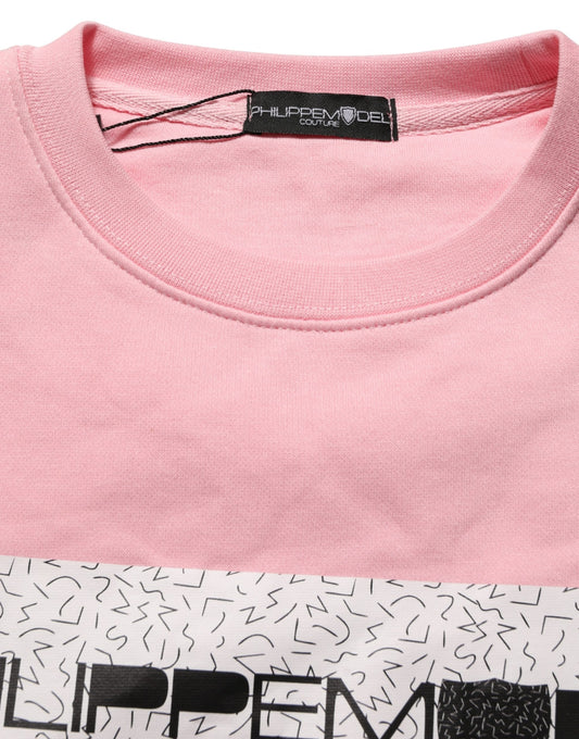 Philippe Model Pink Cotton Logo Long Sleeves Pullover Sweater