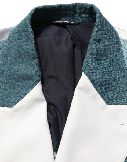 Dolce & Gabbana Multicolor Patchwork Linen Double Breasted Jacket