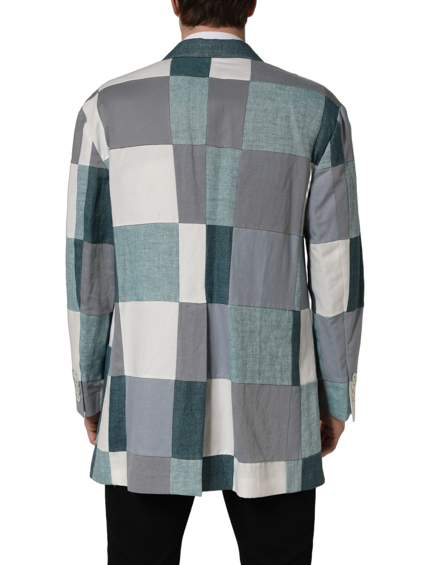 Dolce & Gabbana Multicolor Patchwork Linen Double Breasted Jacket