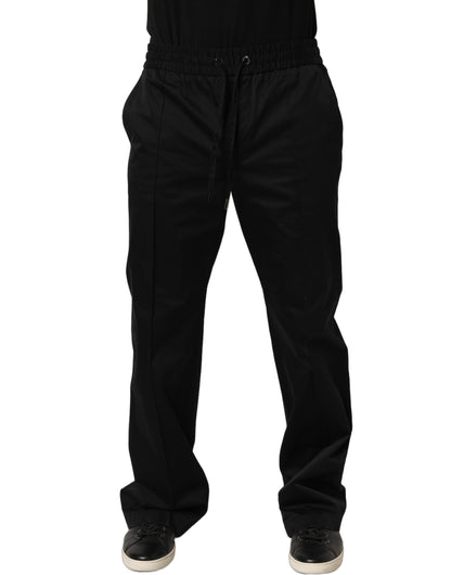 Dolce & Gabbana Black Drawstring Cotton Jogger Men Sweatpants Pants